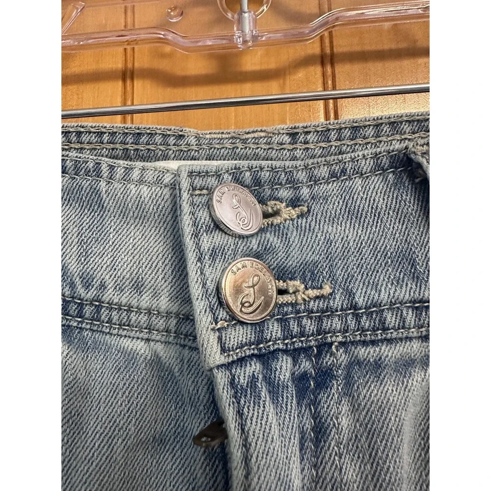 Sam Edelman Womens High Rise Pleated Braided Hem Denim Shorts Light Wash 27 Boho